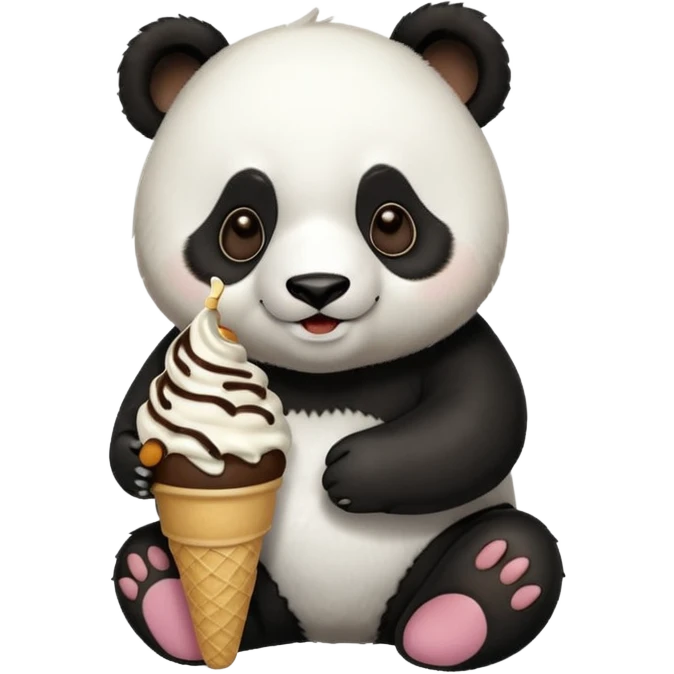 Panda eating ice cream emoji
