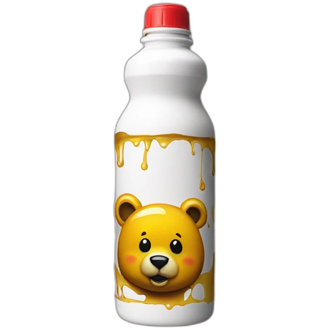 Banksy art label on a bear honey squeeze bottle emoji