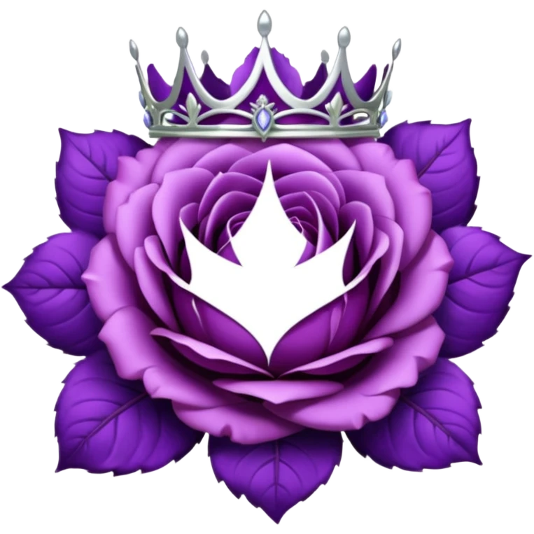 Purple rose with silver tiara and a purple emblem leaf wreath emoji
