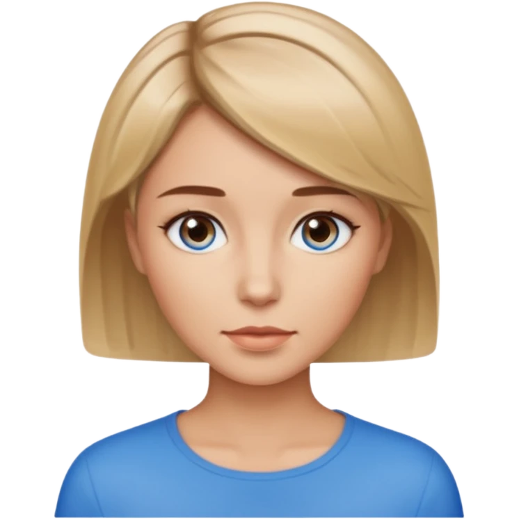 frau braune kurze Haare mit blonden spitzne, blaue Augen emoji