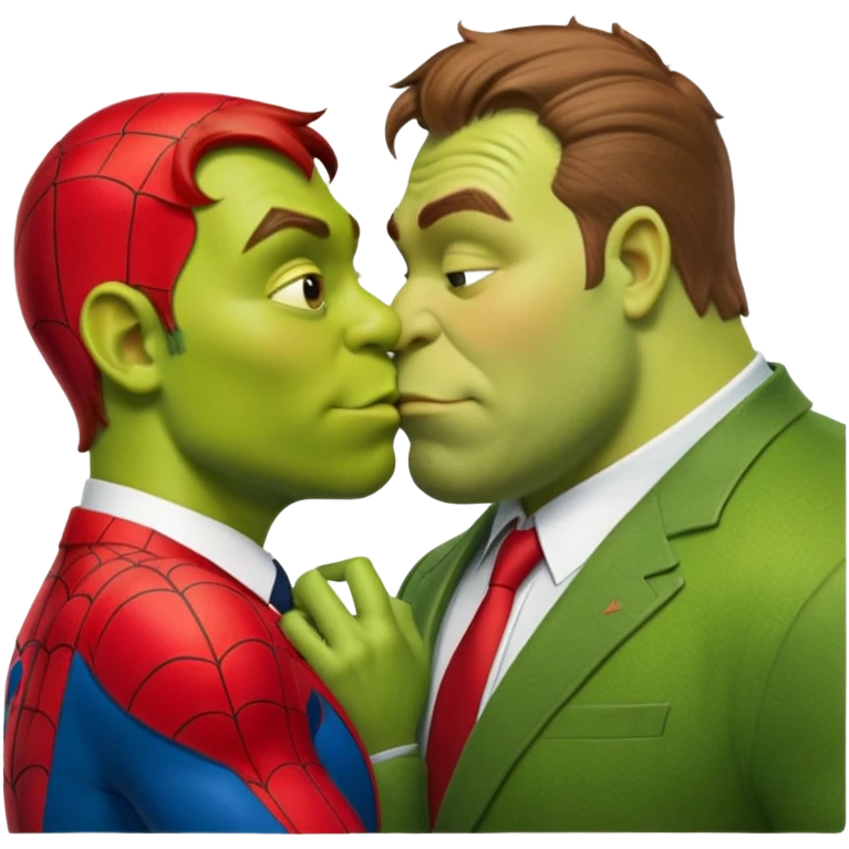 create an emoji of shrek kissing spiderman emoji