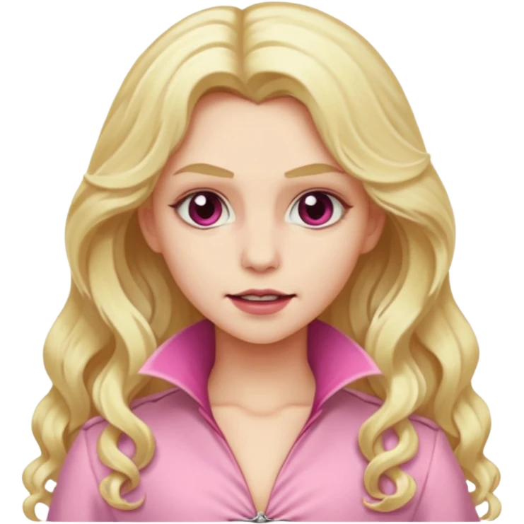 Blonde long wavy hair vampire with soft pink clothes emoji
