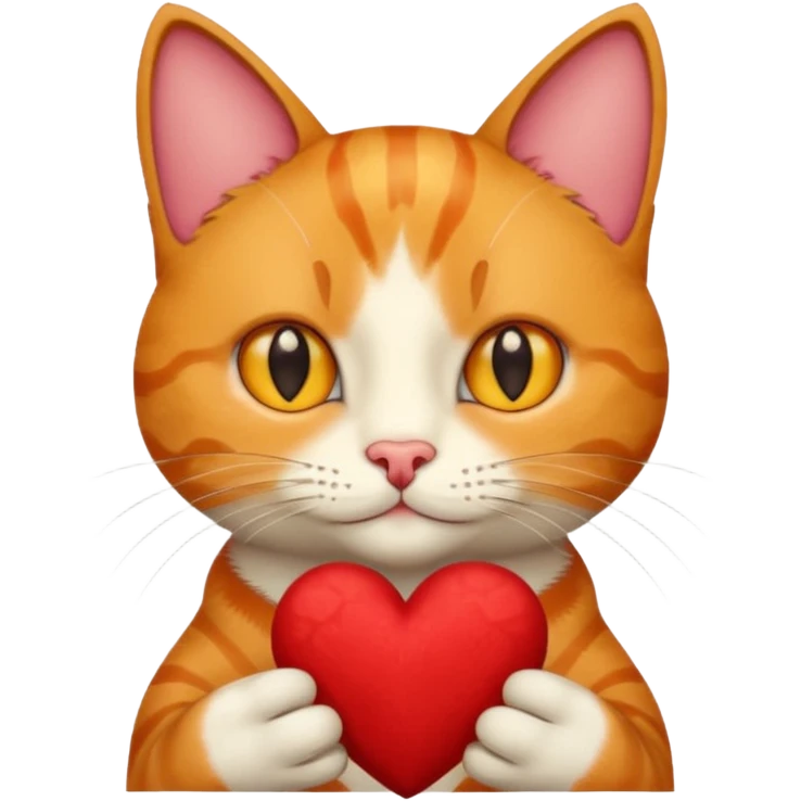 Male cat holding heart and flower emoji