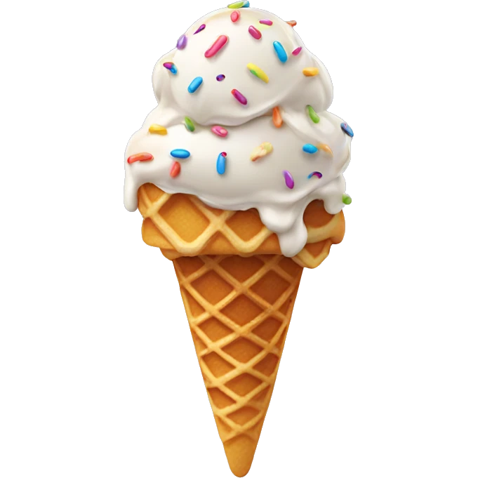Soft ice cream in a waffle with sprinkles  emoji