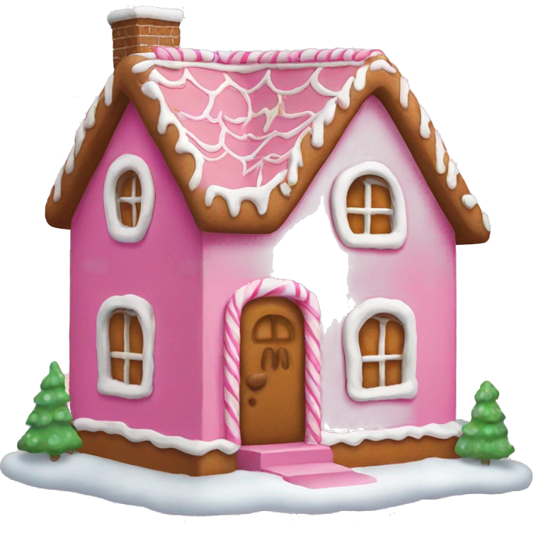A pink gingerbread house emoji