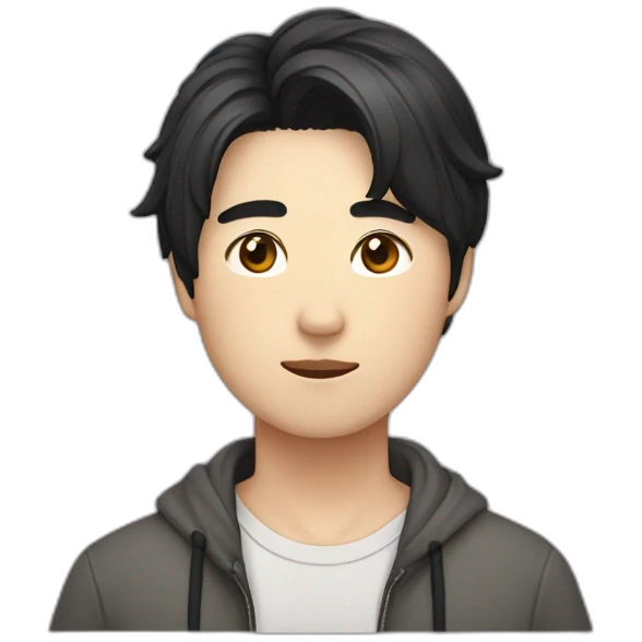 Korean man ,30 years old, with black hair,and he’s look like cat emoji