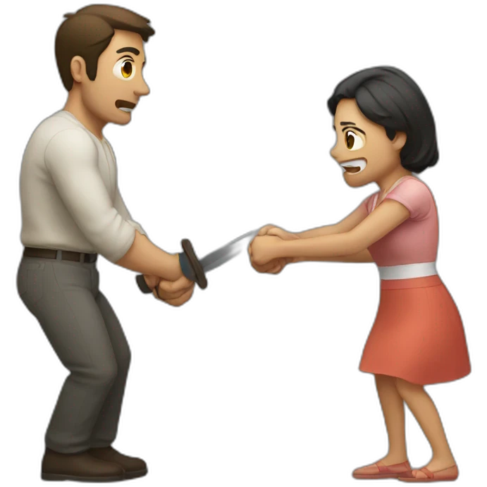 Man fighting a woman emoji