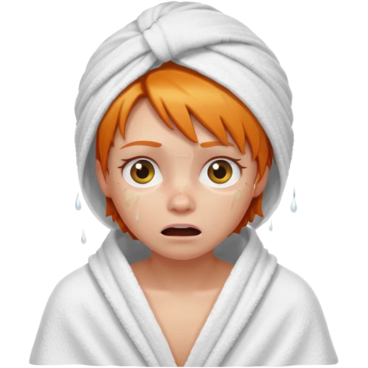 scared ginger girl with bath towels  emoji