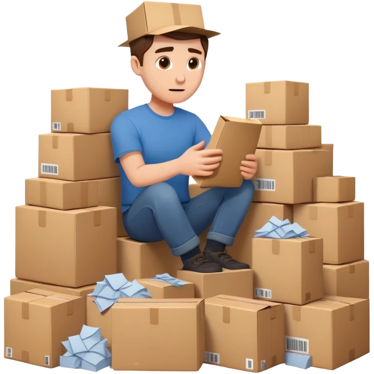 Sorting through a mountain of packages in a hurry emoji