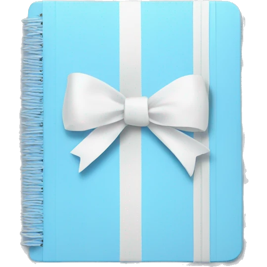 Pastel blue notebook with a white bow on it emoji