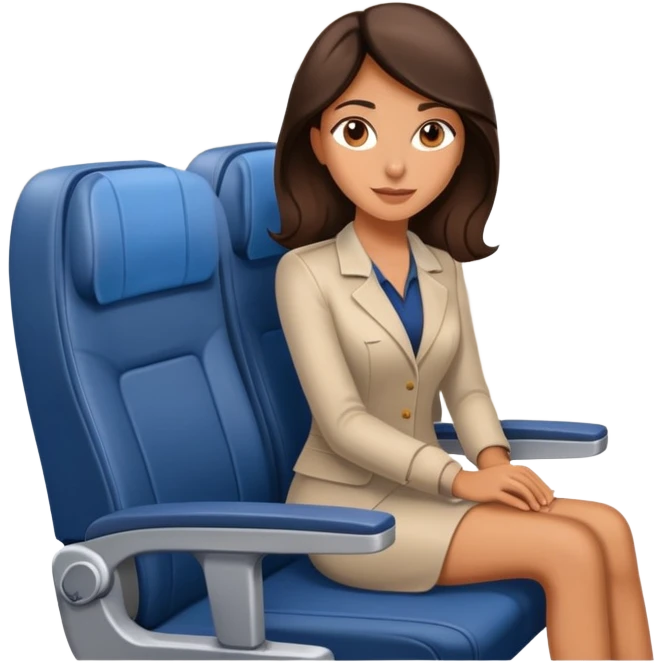 Brunette sitting on airplane seat emoji
