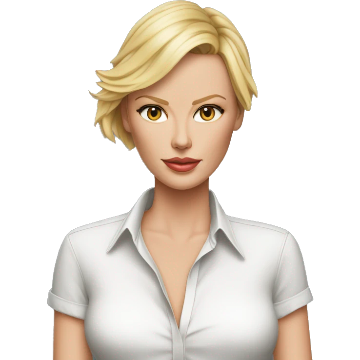 ultra realistic charlize theron wearing shirt emoji