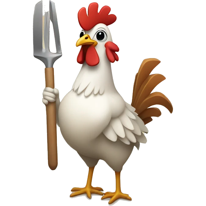 chicken holding crafting tools emoji