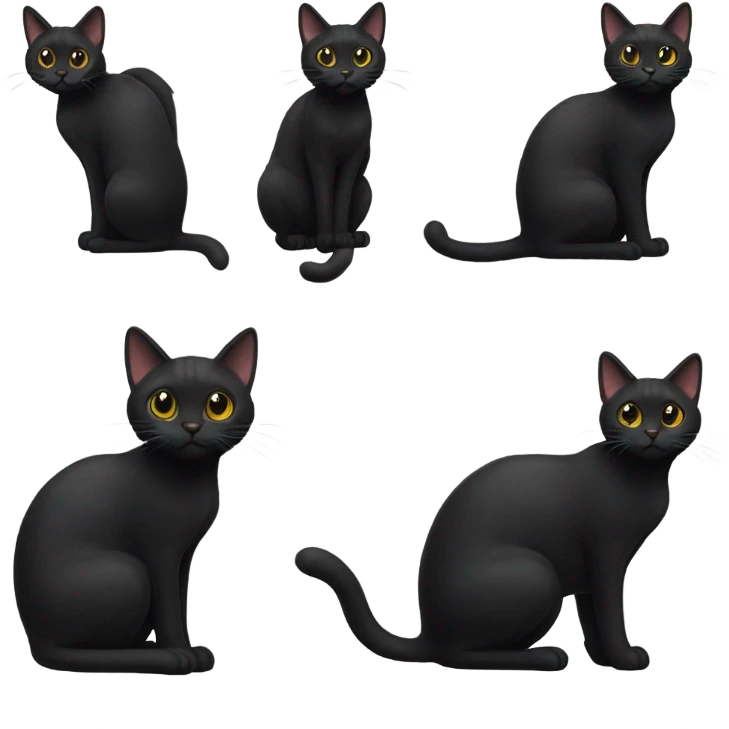 Black cat with small tail emoji