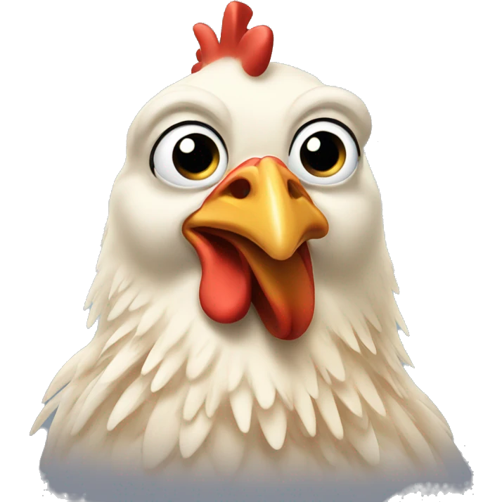 A chicken with three noses emoji