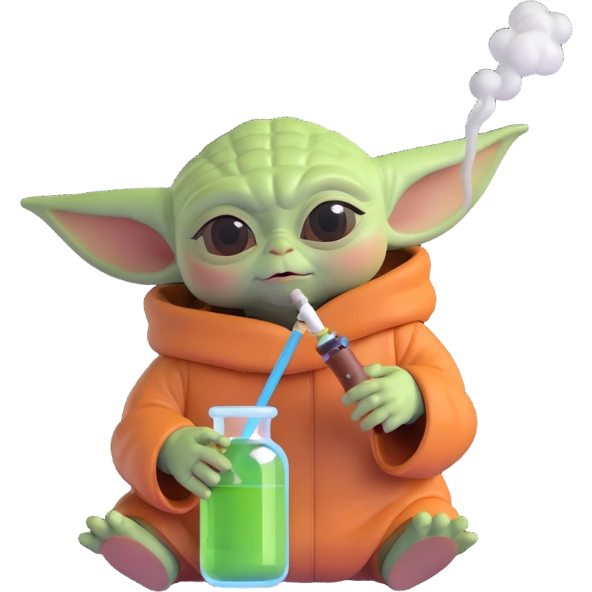 baby yoda smoking a bong, cannabis emoji