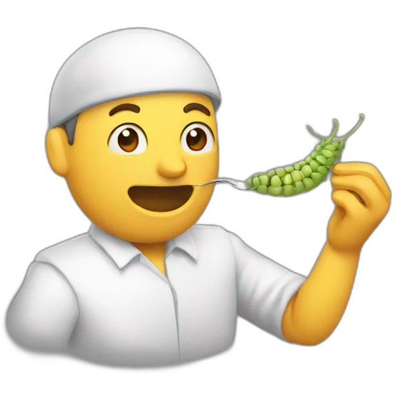 Un homme qui mange une crevette  emoji