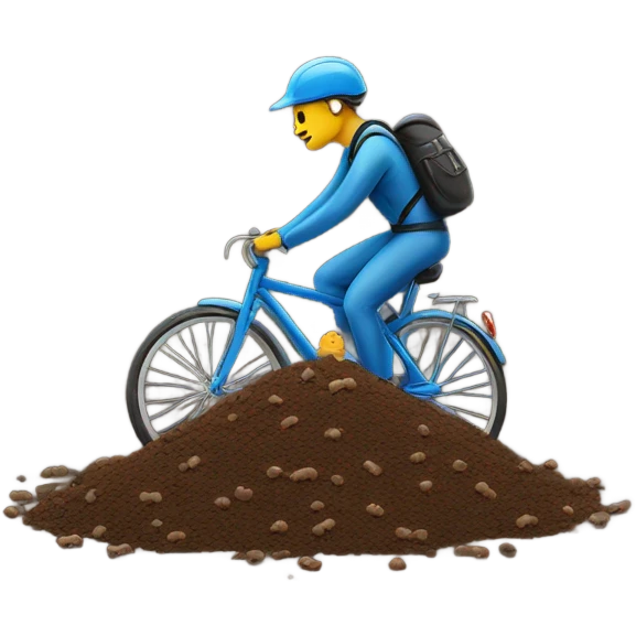 Bike rider next to poop emoji