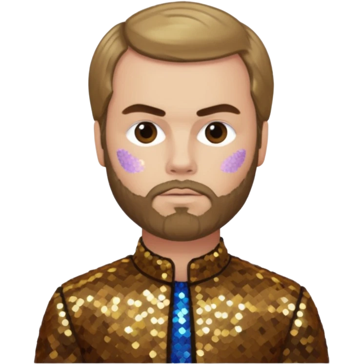 Paul Verlaine with dark blonde hair, bronze sequin outfit  emoji
