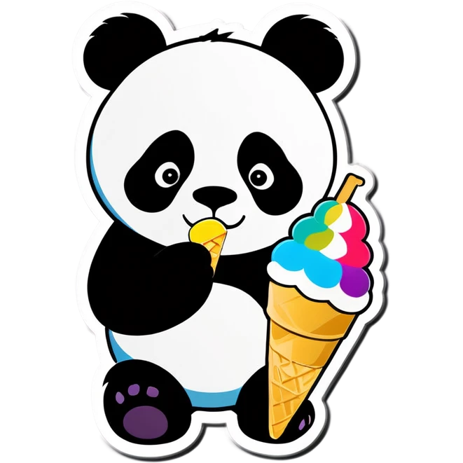 Panda eating ice cream emoji