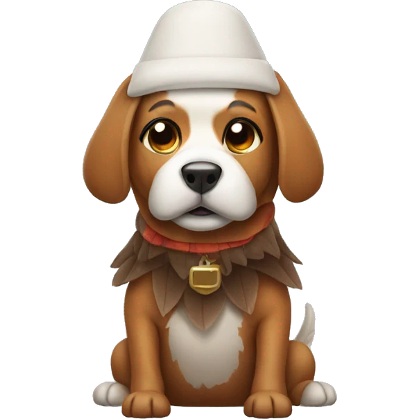 Dog in a turkey costume emoji