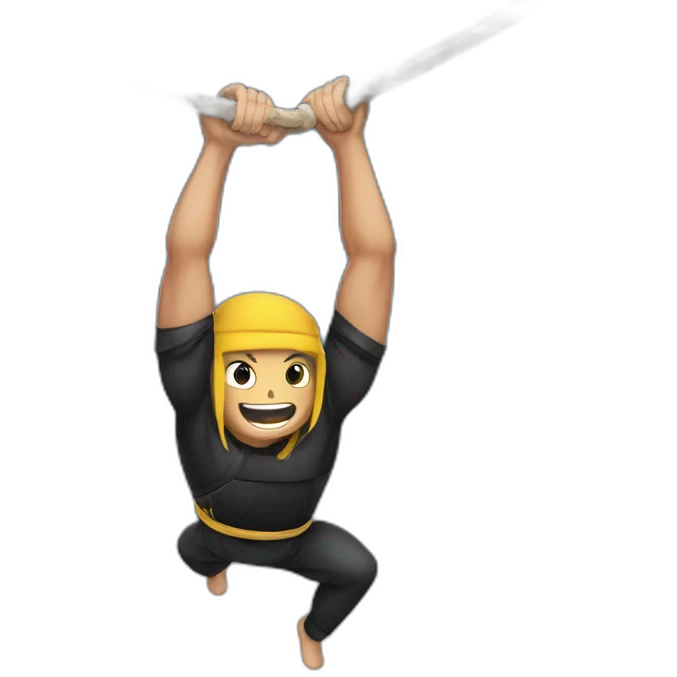 Ninja Warrior athlete, hanging from rings emoji