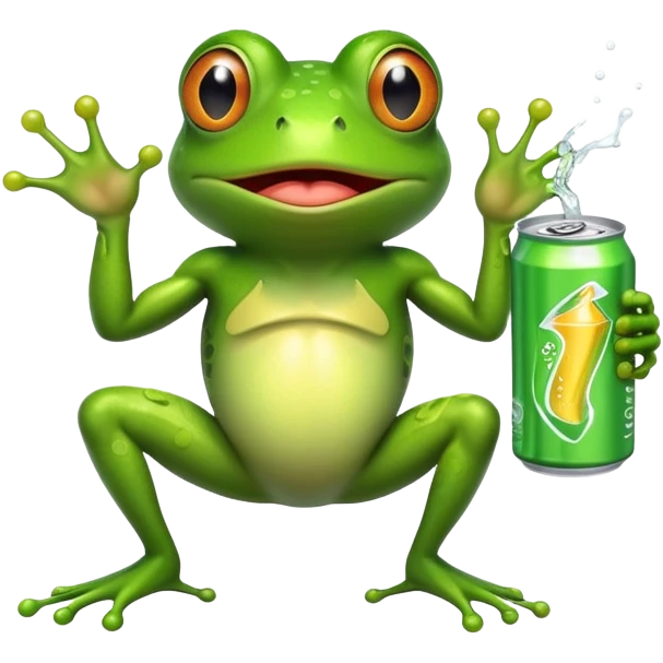 Frog with energy drink emoji