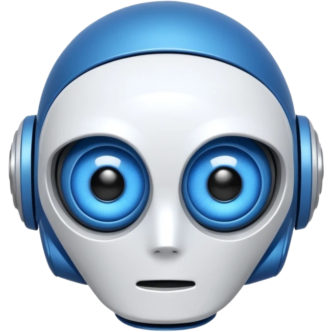 tête de robot cosmonaute bleu et blanc avec des yeux plié bleu style cartoon emoji