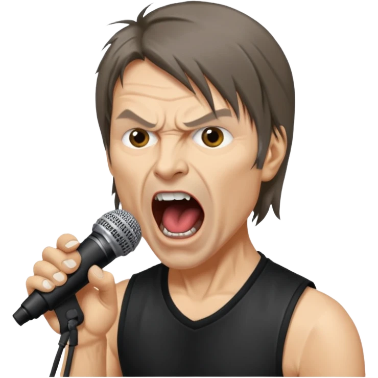 bruce dickinson, metal musician, screaming with mirophone emoji