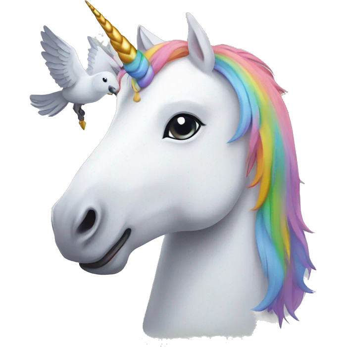 Unicorn with pigeon emoji