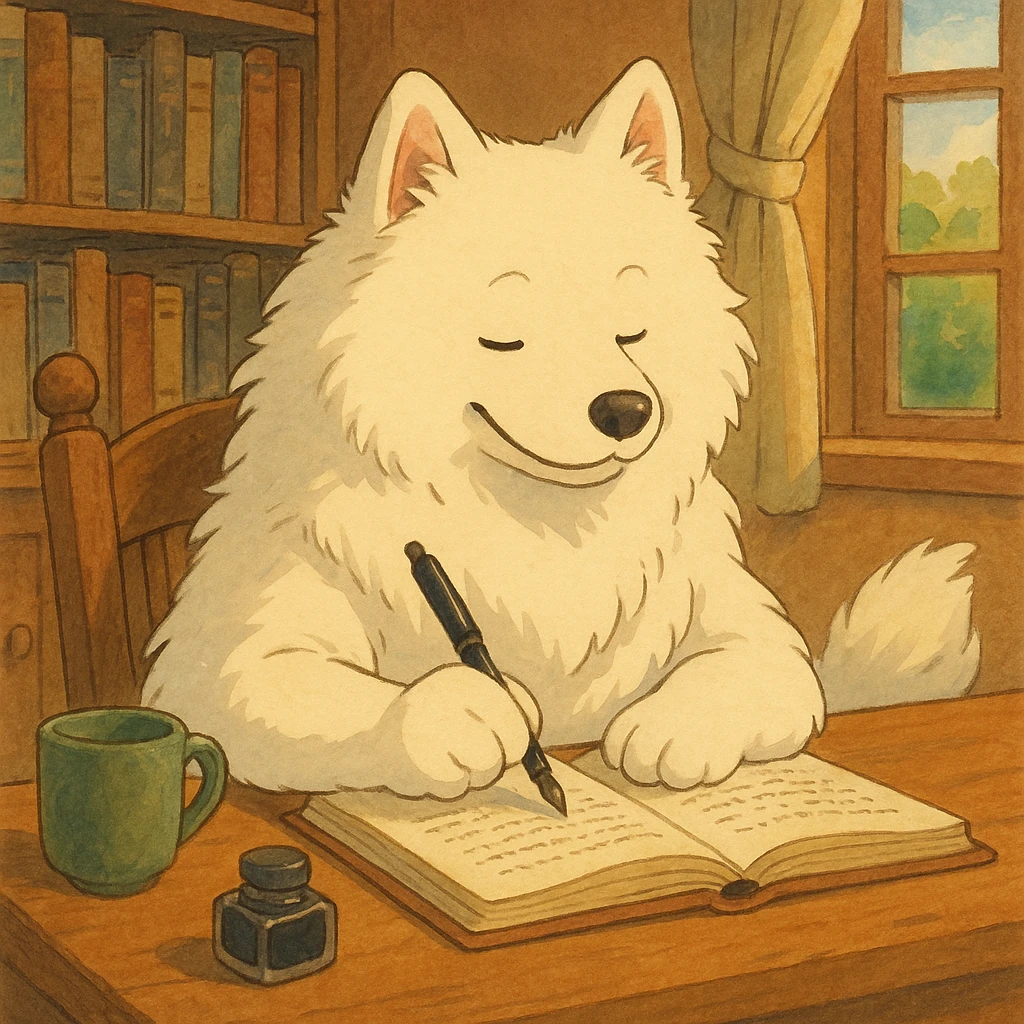 Samoyed writing a novel  emoji