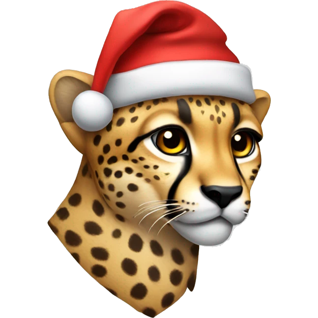 Cheetah with a Santa hat emoji
