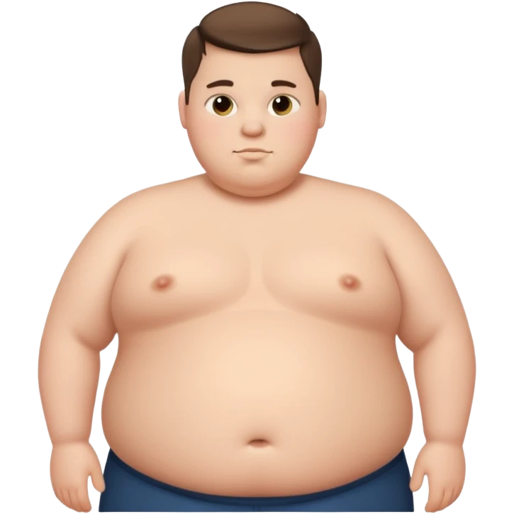 obese 20 year old brunette white male with large bare belly showing and pompadour haircut emoji