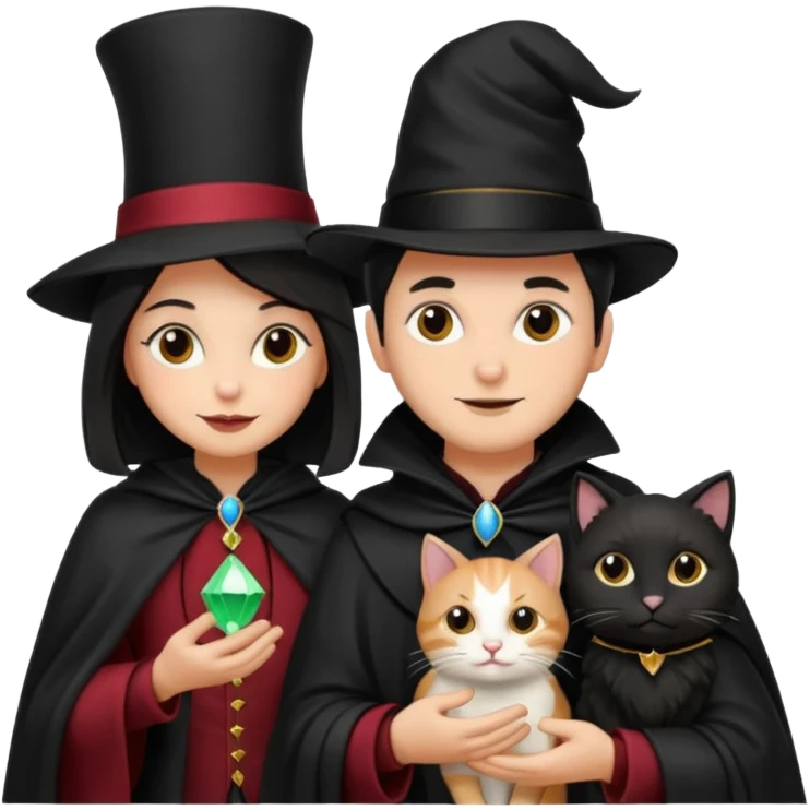 magician couple and th@ClashOfClansShopNo1eir pet cat emoji