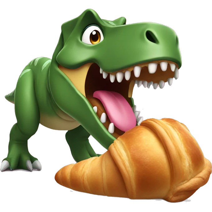 T-Rex eating a croissant  emoji