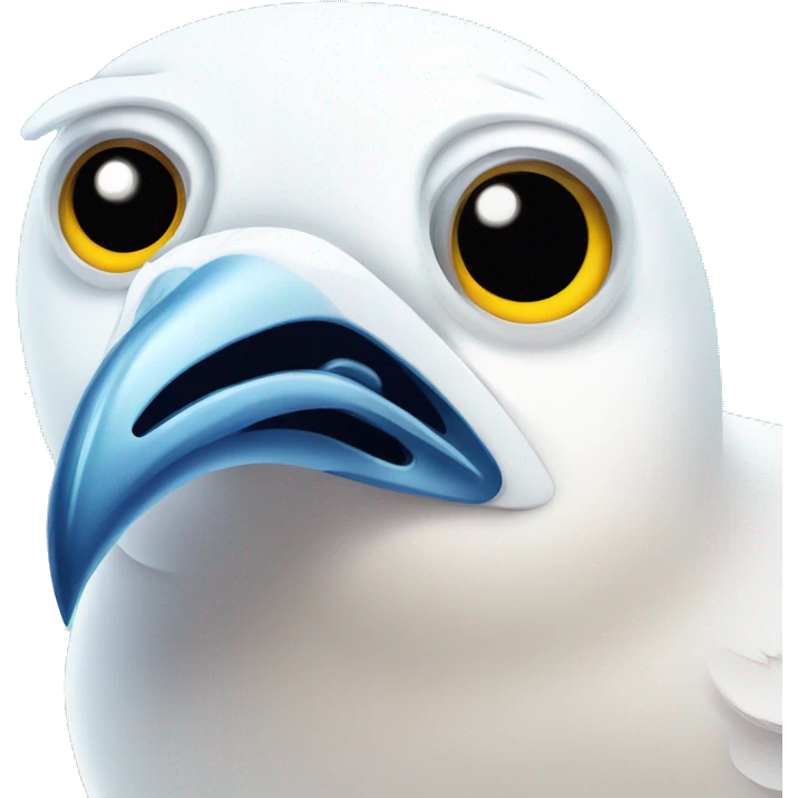 Sparkling crazy seagull mad eyes illustration doodle high contrast emoji