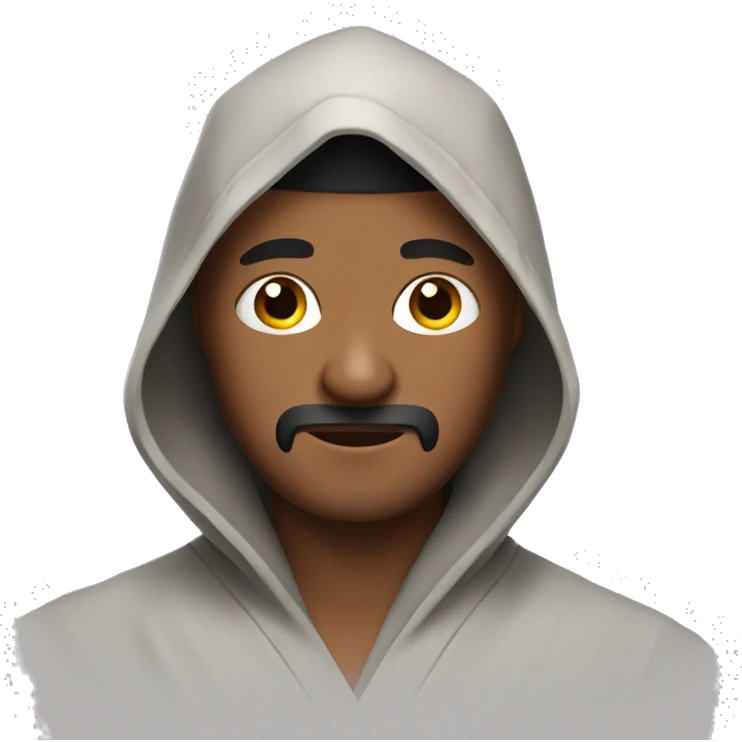 Brown man with a robe wearing a ninja mask emoji