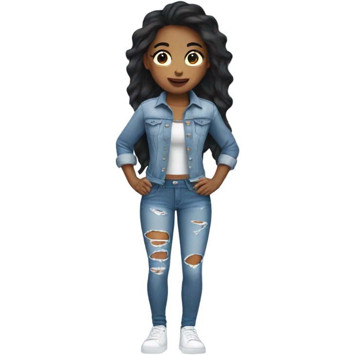 Beauty girl with torn denim outfit emoji