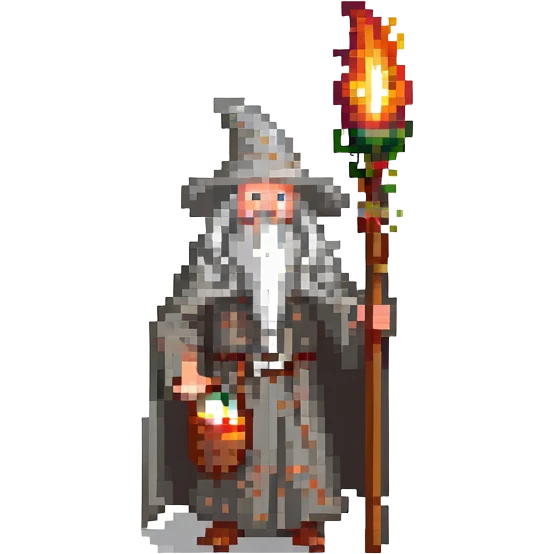 Gandalf wizard conjuring fire emoji