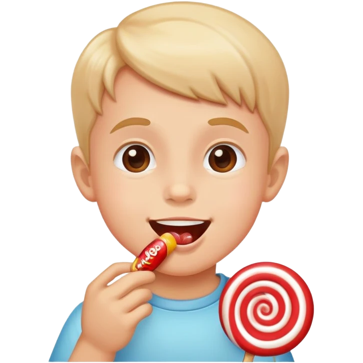 Happy kid eating a candy emoji