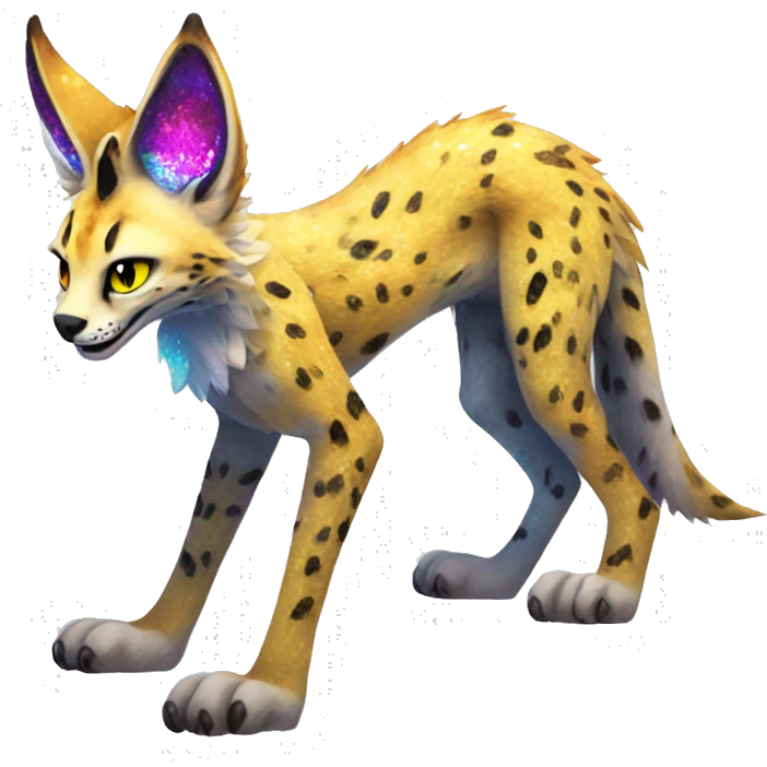 Epic Edgy Colorful Sparkly Sergal-Serval-Vernid full body emoji