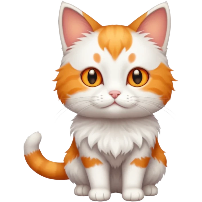 full body small short hair ginger and white cat with orange eyes  emoji