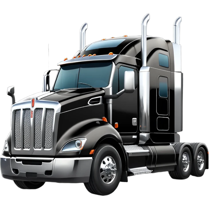2026 Black Kenworth T680 Flat Top Semi Sleeper extended cab with stacks make realistic emoji