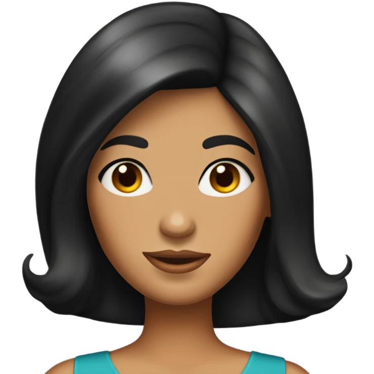 Tanned woman with long black hair wearing 1960s style outfit and hair emoji