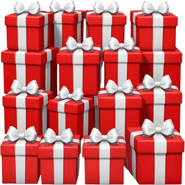 lots of red gift boxes with white bows emoji