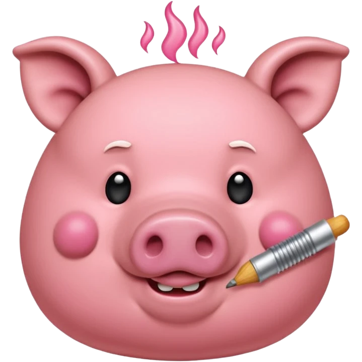 Un cerdito mordiéndose el dedo coqueteando que el cerdo tenga pestañas cortitas y encrespadad emoji