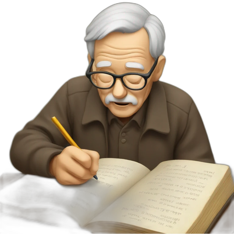 old man writing a dictionary emoji
