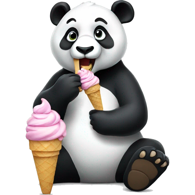 Panda eating ice cream emoji