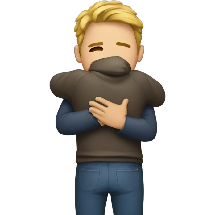 a guy hugs the A emoji