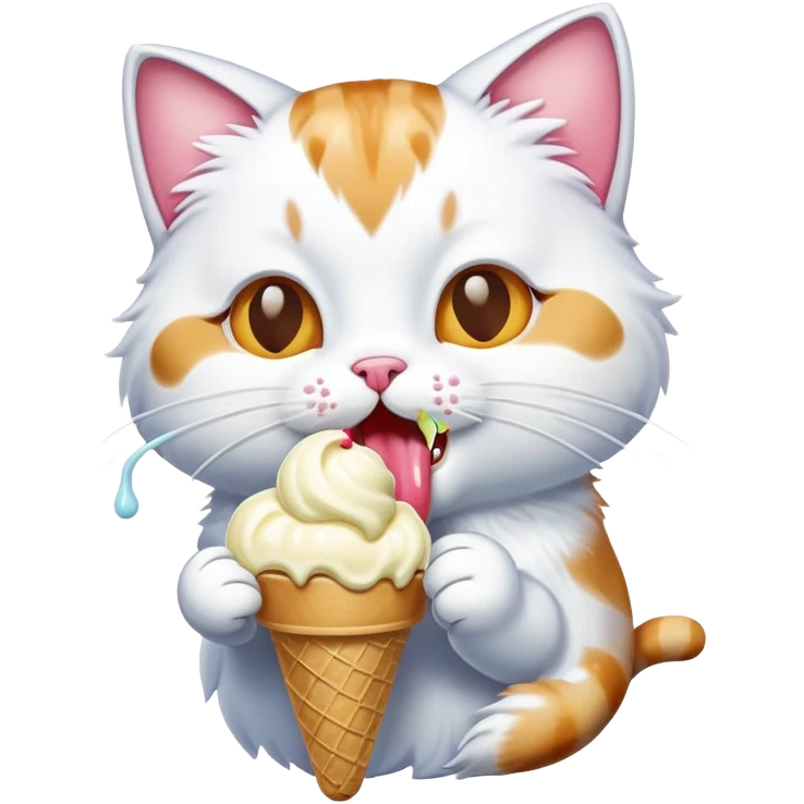 A cat eating an icecream emoji